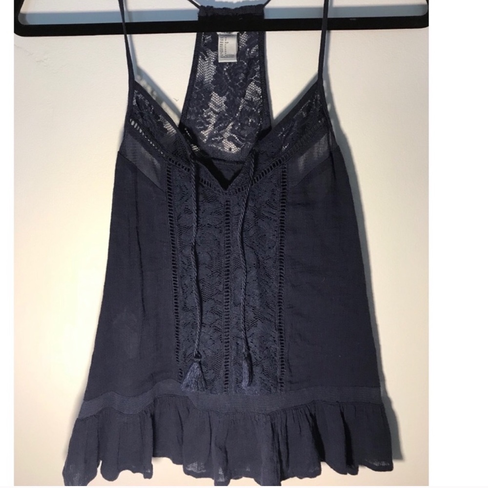 ⭐️ Cute Navy Racerback with Lace Detailing